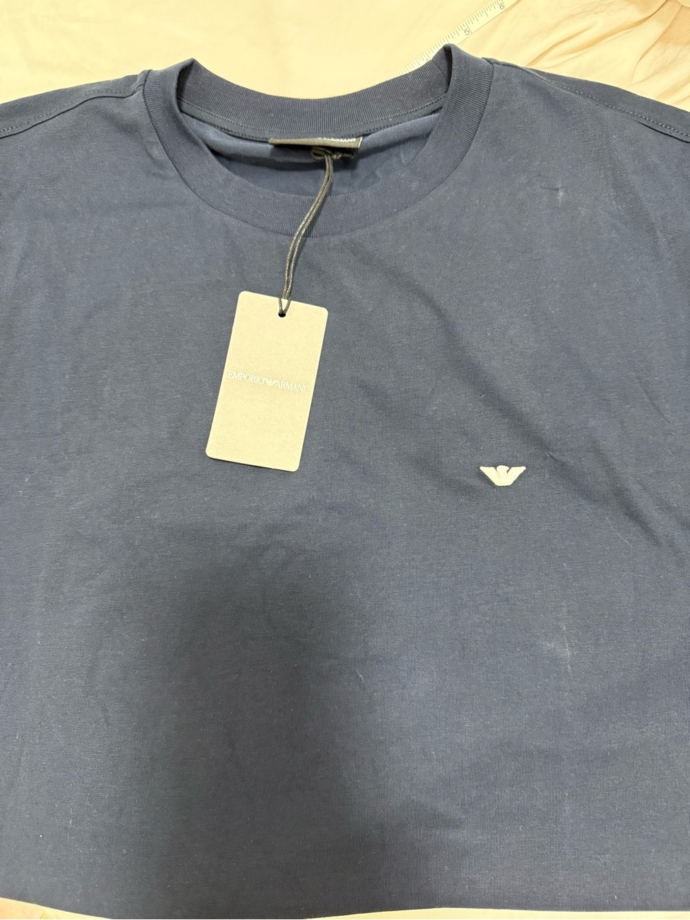 Emporio Armani Men's Crew Neck T-Shirt in Navy Blue - Picture 5 of 7